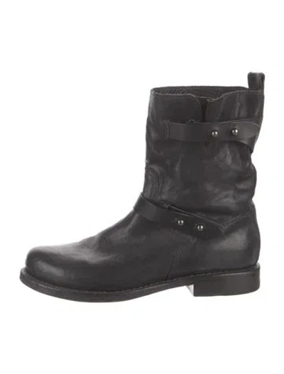Pre-owned Rag & Bone Leather Moto Boots In Black