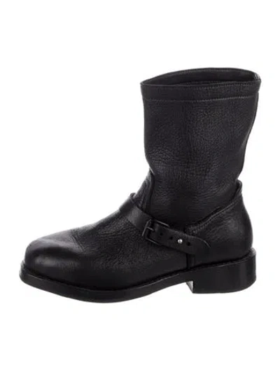 Pre-owned Rag & Bone Leather Moto Boots In Black