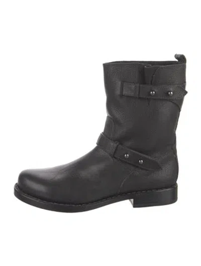 Pre-owned Rag & Bone Leather Moto Boots In Black