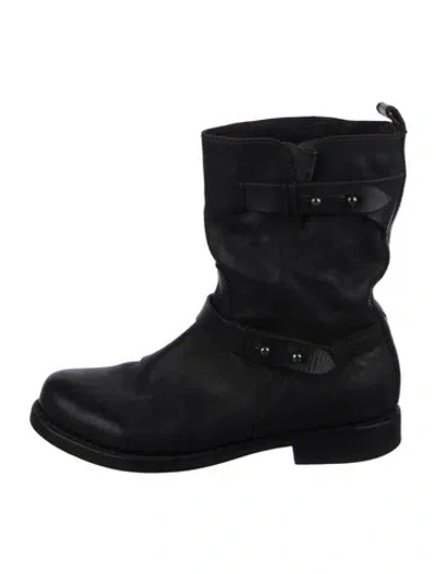 Pre-owned Rag & Bone Leather Moto Boots In Black