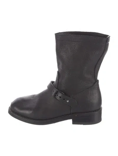 Pre-owned Rag & Bone Leather Moto Boots In Black