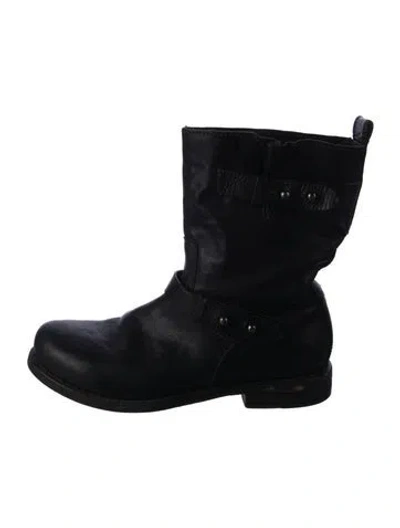 Pre-owned Rag & Bone Leather Moto Boots In Black