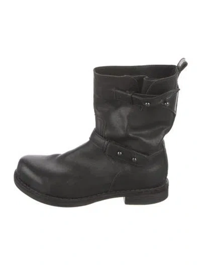 Pre-owned Rag & Bone Leather Moto Boots In Black