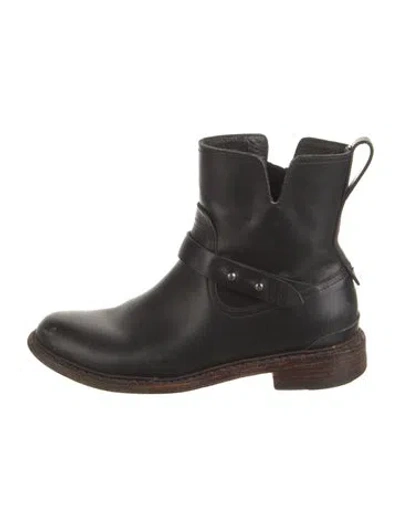 Pre-owned Rag & Bone Leather Moto Boots In Black