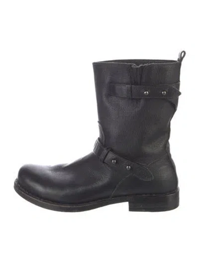 Pre-owned Rag & Bone Leather Moto Boots In Black