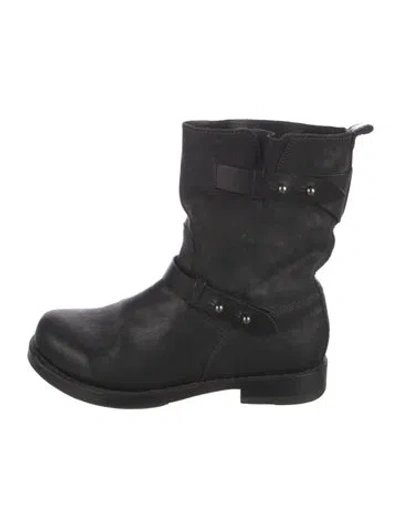 Pre-owned Rag & Bone Leather Moto Boots In Black
