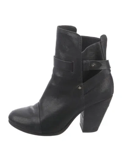 Pre-owned Rag & Bone Leather Moto Boots In Black