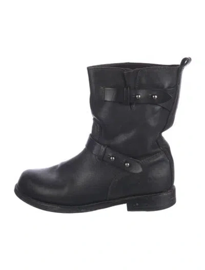 Pre-owned Rag & Bone Leather Moto Boots In Black