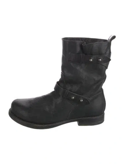 Pre-owned Rag & Bone Leather Moto Boots In Black