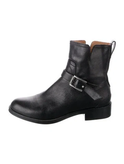 Pre-owned Rag & Bone Leather Moto Boots In Black