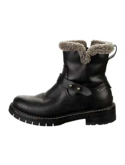 Pre-owned Rag & Bone Leather Moto Boots In Black