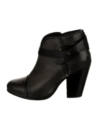 Pre-owned Rag & Bone Leather Moto Boots In Black