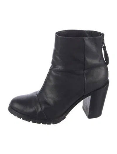 Pre-owned Rag & Bone Leather Moto Boots In Black