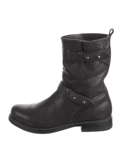 Pre-owned Rag & Bone Leather Moto Boots In Black