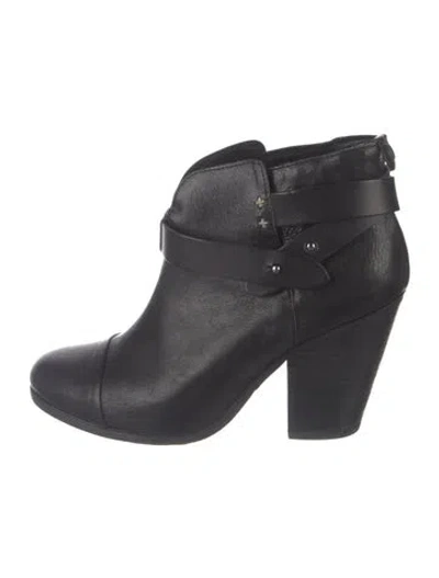 Pre-owned Rag & Bone Leather Moto Boots In Black