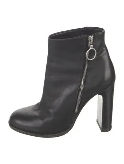 Pre-owned Rag & Bone Leather Moto Boots In Black