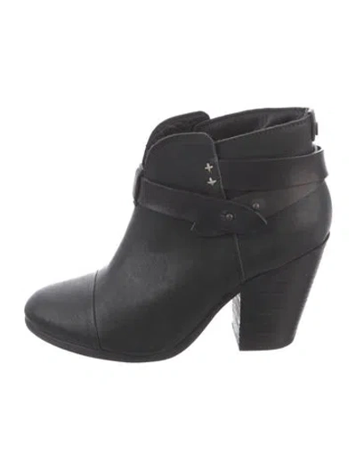 Pre-owned Rag & Bone Leather Moto Boots In Black
