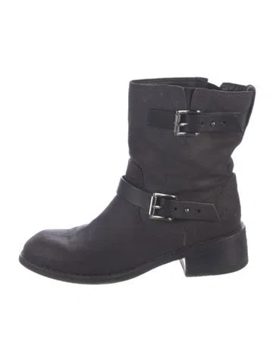 Pre-owned Rag & Bone Leather Moto Boots In Black