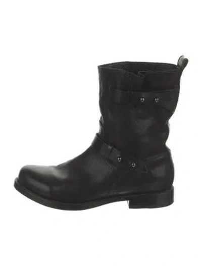 Pre-owned Rag & Bone Leather Moto Boots In Black