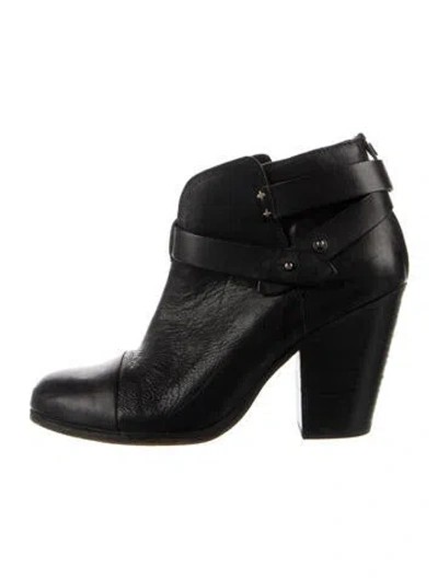 Pre-owned Rag & Bone Leather Moto Boots In Black