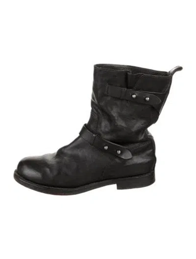 Pre-owned Rag & Bone Leather Moto Boots In Black