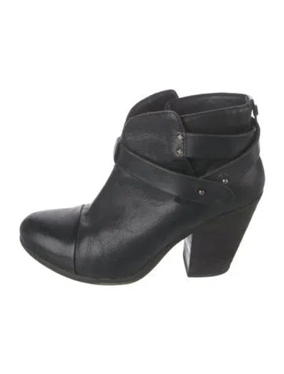 Pre-owned Rag & Bone Leather Moto Boots In Black
