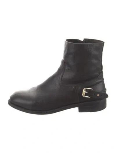 Pre-owned Rag & Bone Leather Moto Boots In Black