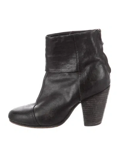 Pre-owned Rag & Bone Leather Moto Boots In Black