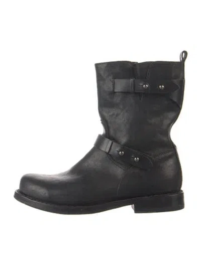 Pre-owned Rag & Bone Leather Moto Boots In Black