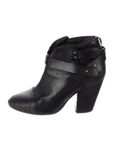 Pre-owned Rag & Bone Leather Moto Boots In Black