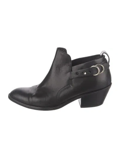 Pre-owned Rag & Bone Leather Moto Boots In Black