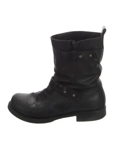 Pre-owned Rag & Bone Leather Moto Boots In Black