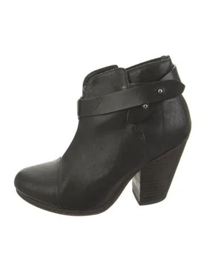Pre-owned Rag & Bone Leather Moto Boots In Black/green