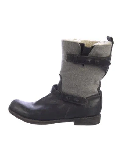 Pre-owned Rag & Bone Leather Moto Boots In Blue