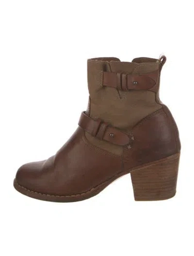Pre-owned Rag & Bone Leather Moto Boots In Brown