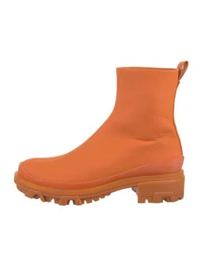 Pre-owned Rag & Bone Leather Moto Boots In Orange