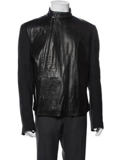Pre-owned Rag & Bone Leather Moto Jacket In Blue