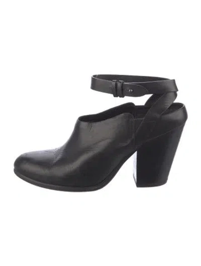 Pre-owned Rag & Bone Leather Mules In Black