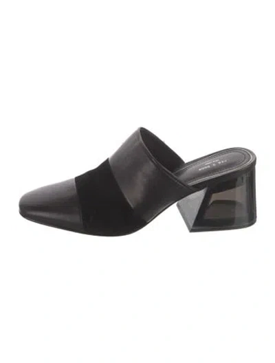 Pre-owned Rag & Bone Leather Mules In Black