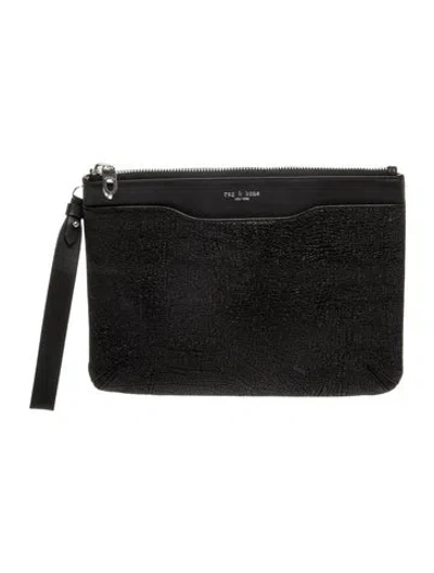 Pre-owned Rag & Bone Leather Portfolio In Black