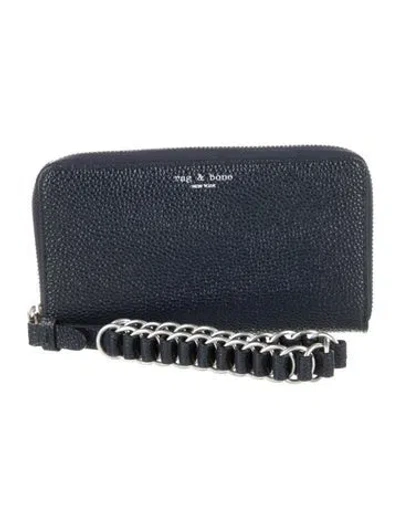 Pre-owned Rag & Bone Leather Printed Wristlet In Blue