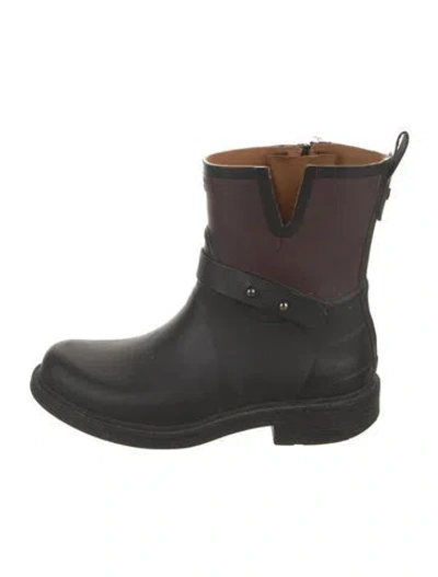 Pre-owned Rag & Bone Leather Rain Boots In Black