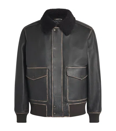 Rag & Bone Leather Shearling-collar Bomber Jacket In Multi