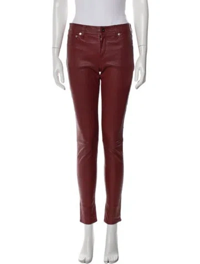Pre-owned Rag & Bone Leather Skinny Leg Pants In Burgundy