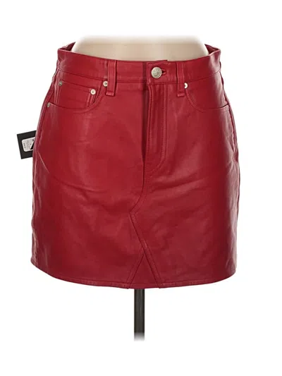Rag & Bone Leather Skirt In Red