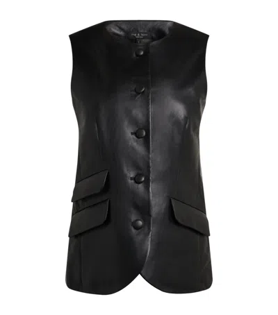 Rag & Bone Leather Slade Waistcoat In Black