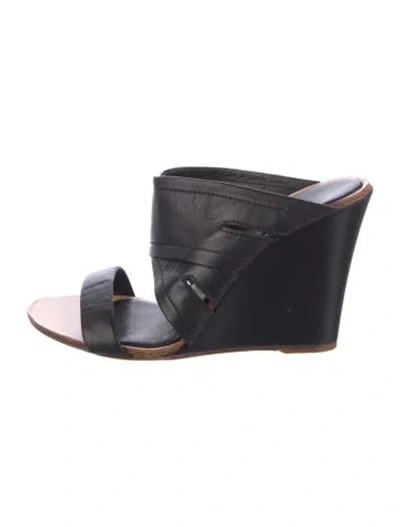 Pre-owned Rag & Bone Leather Slides In Black