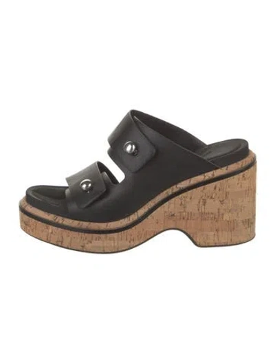 Pre-owned Rag & Bone Leather Slides In Black
