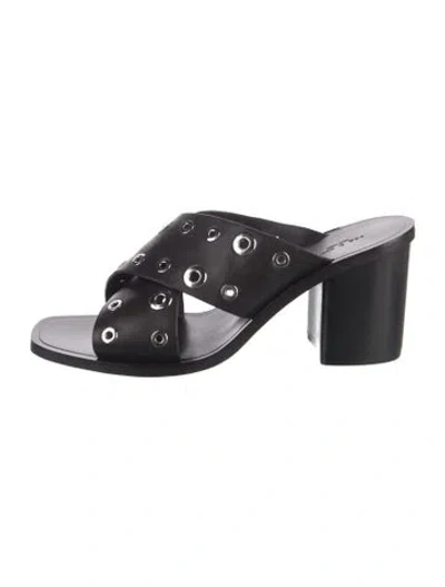 Pre-owned Rag & Bone Leather Slides In Black