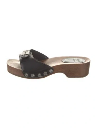 Pre-owned Rag & Bone Leather Slides In Black
